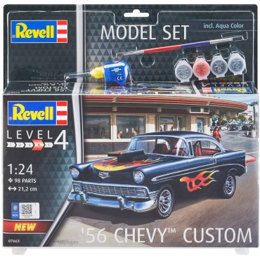 KIT PARA MONTAR REVELL 67663 MODEL SET CHEVY 1956 CUSTOMS 1/24 COMPLETO COM TINTAS COLA E PINCEL REV 67663